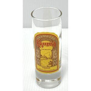 Vintage Kahlua Licor Delicioso Tall Shot Glass 4in Barware Collectible Souvenir